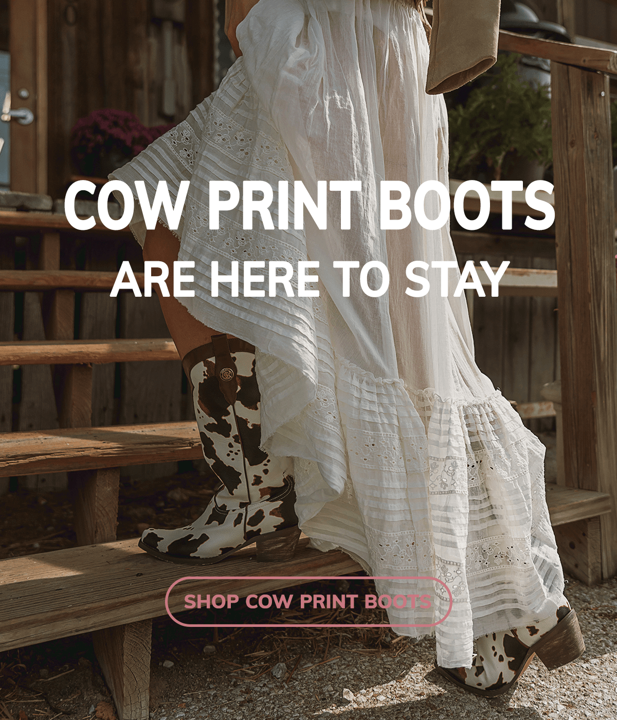 rosegentle cow print boots promotion email cover image